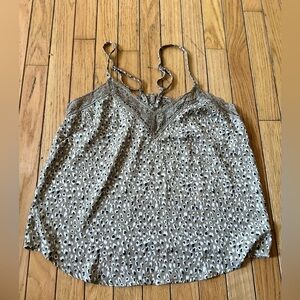 aerie satin cami tank pajama top Women’s Medium Lace Trim Animal Print